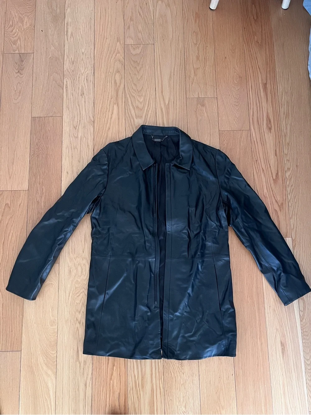 Men's Black Leather Long Jacket